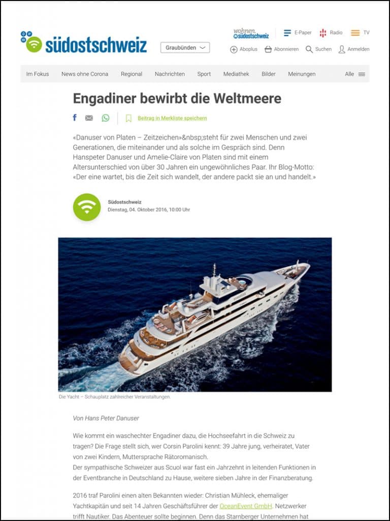 Engadiner bewirbt die Weltmeere