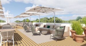 Flusskreuzfahrtschiff chartern auf der Donau mit OceanEvent - Flusskreuzfahrtschiff bis 150 pax - Pool Deck